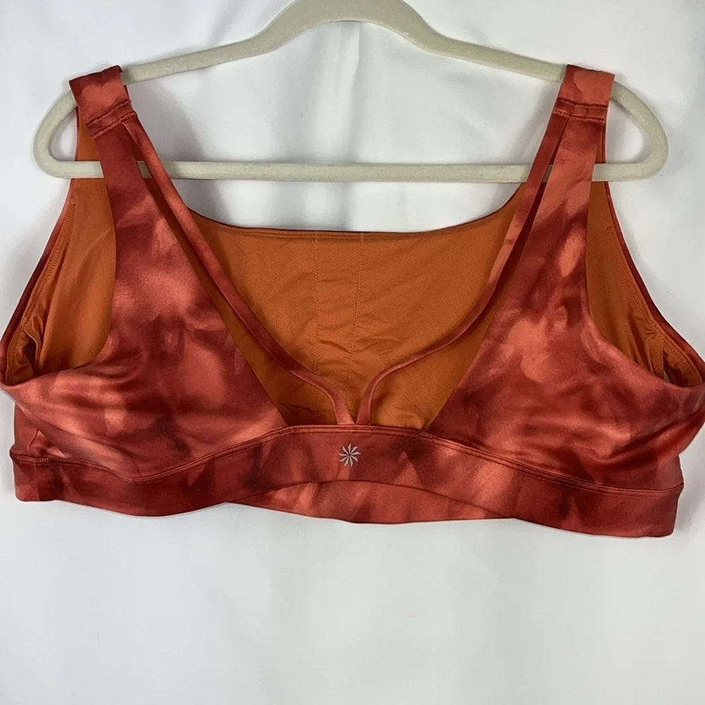 Athleta Women's Exhale Powervita Sports Bra Sz 2X Tye Dye Coral Color - Picture 6 of 11